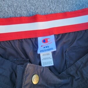 Champion Navy Joggers with Red and White Striped Waistband